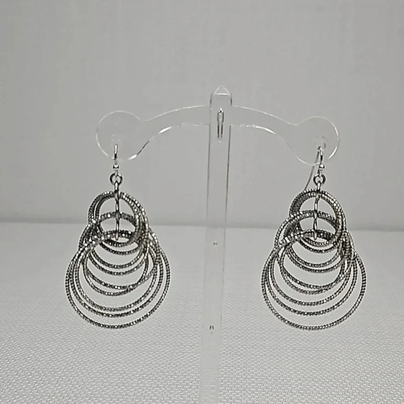 Lia Sophia Silver Sparkle Circle Statement Earrings - Picture 9 of 13
